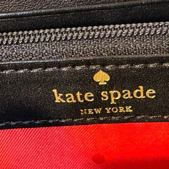 Kate Spade Lacey Belleville Plaid Red Black Plaid Zip Around Wallet Clutch - Picture 3 of 11